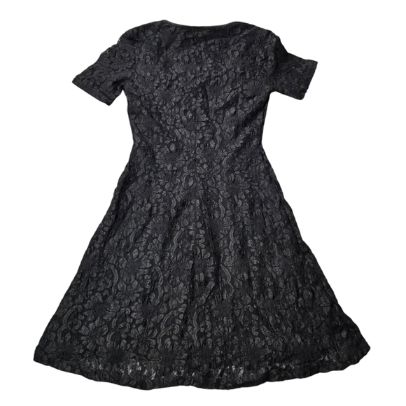 Vintage Bisou Bisou Small Black Lace Short-Sleeve Lined Mini‎ Dress Made In USA - Picture 4 of 14